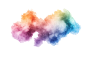 Fototapeta premium Colorful watercolor vector illustration of two pastel rainbow-colored dust clouds on a transparent background