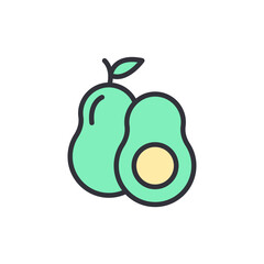 Avocado colored icons, minimalist vector illustration ,simple transparent graphic element .Isolated on white background