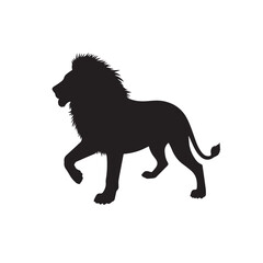 lion black silhouette icon vector. Lion icon isolated on a white background. Walking lion icon vector
