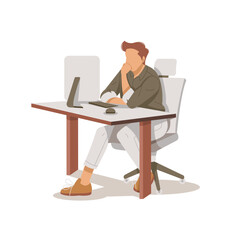 man working isolated on white background illustration