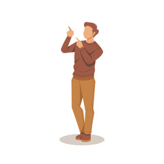 man finger pointing isolated illustration