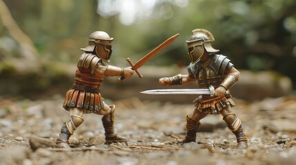 Roman soldiers fighting historical figures toy