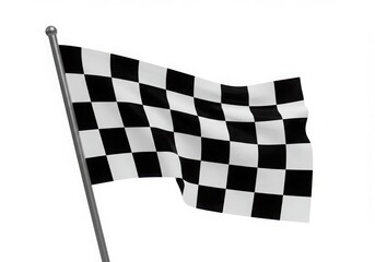 Fototapeta premium Checkered flag waving in wind isolated on white background