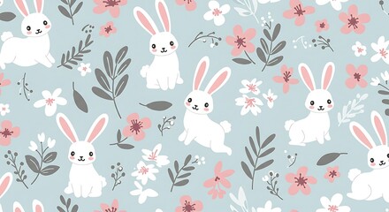 Bunny Meadow Dream Springtime Hare Garden Floral Rabbit Rhapsody Whispers Of Spring Gentle Bunnies Bloom Pastel Paradise Bunnies A Field Of White Rabbits AI Generated
