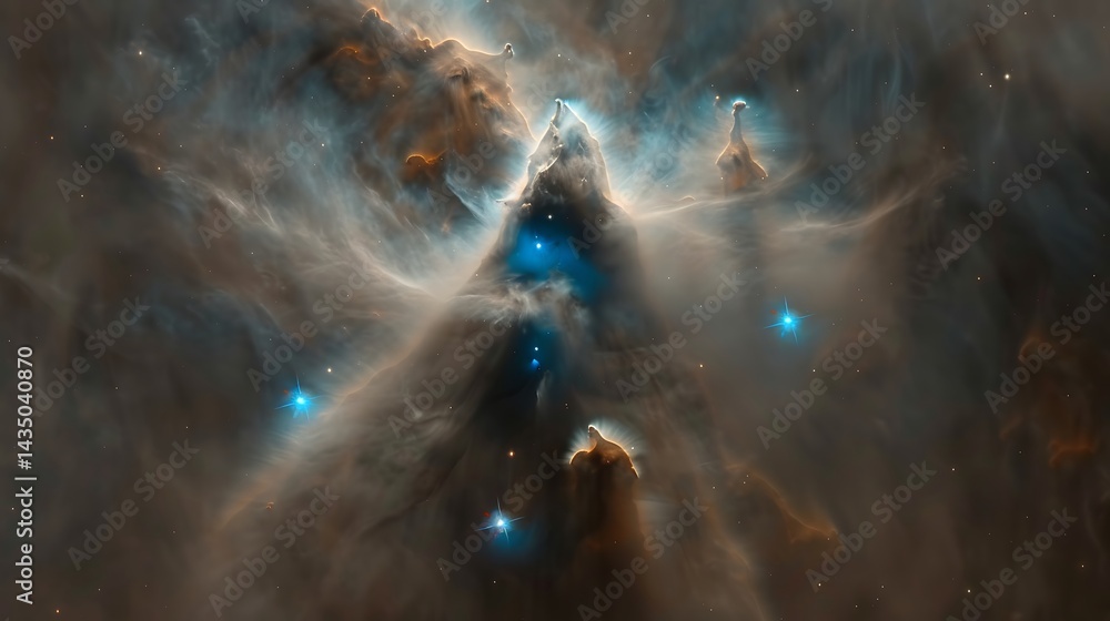 Poster mystical pillars of creation: an ethereal nebula in deep space imagination
