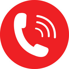 Red isolated phone call icon. Call icon, calling button, telephone symbol vector illustration