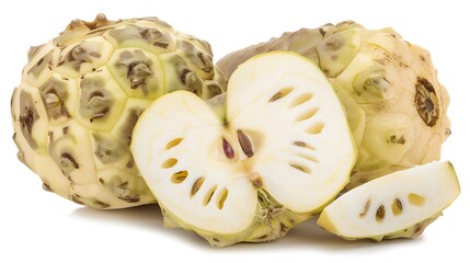 Custard apple: An exotic fruit composition showcasing its unique interior detail
