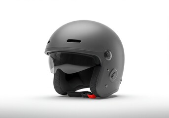 Fototapeta premium Modern gray helmet with visor isolated on a white background.