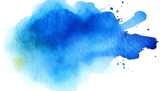 Watercolor blue splash artistic element isolated on white background art