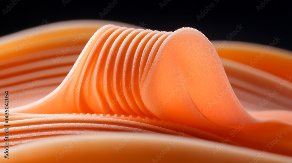 Poster abstract organic form with layered peach textures and deep shadows exploration