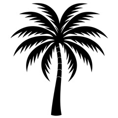 Obraz premium Silhouette of a Single Palm Tree with Curved Trunk