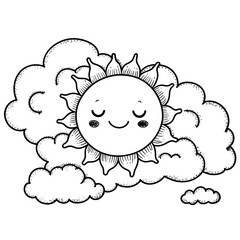 Smiling Sunbeam in Dotted Cloud Embrace