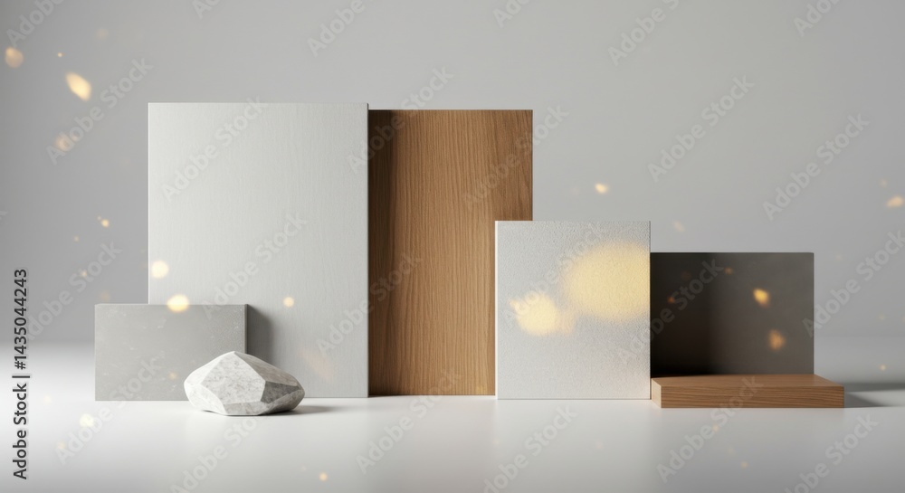 Poster geometric shapes composition studio background for product display minimalist design