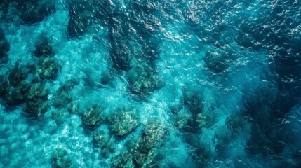 Obraz premium Underwater exploration of coral reefs ocean depths aerial photography marine environment bird's eye view conservation efforts