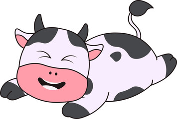Cute Cow Character with Cartoon Design. Isolated Vector Illustration.