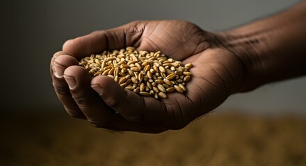 Handful of Wheat Grains Agriculture, Farming, and Food Production