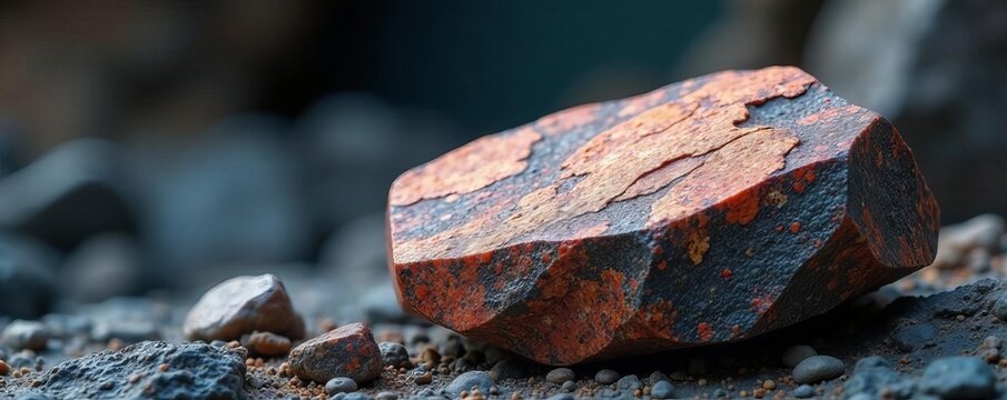 Premium quality eclogite rock with smooth surface, geology, polished