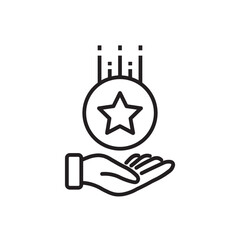 star icon with hand line
