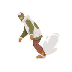 man playing sky ice isolated illustration
