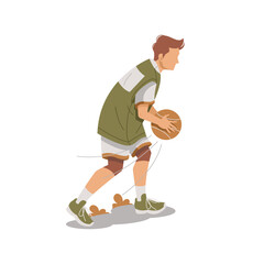 boy playing basket ball isolated illustration flat design