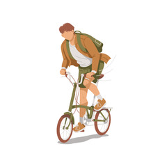 man riding bike isolated illustration