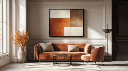 Fototapeta premium Elevate your hallway with this elegant abstract canvas print in warm brown tones. Perfect for modern, neutral decor. High-quality, stylish, and nature-inspired.
