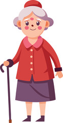 Elderly woman with stick