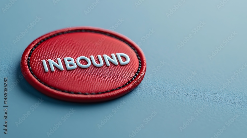 Poster a red circular patch with the word 
