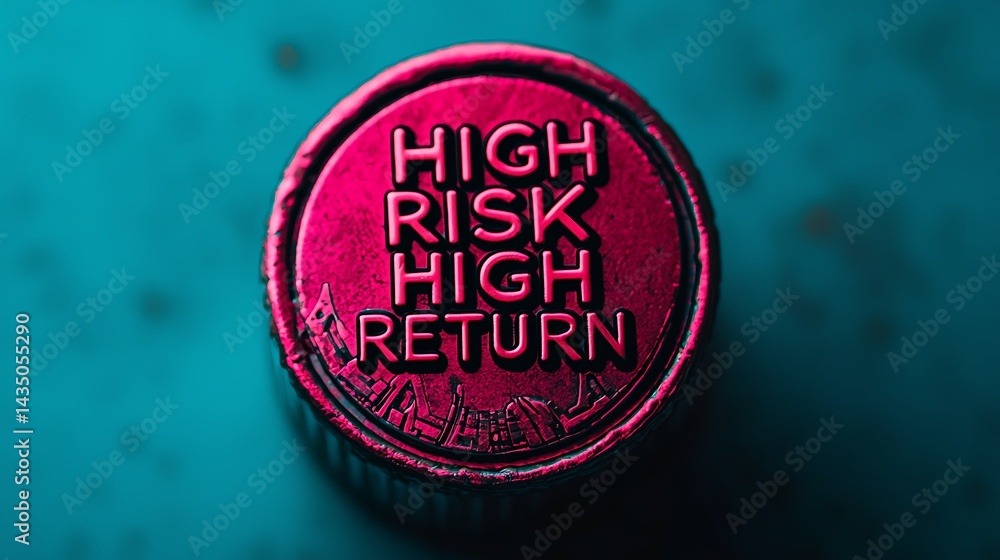 Poster a close-up view of a metallic cap with the phrase 