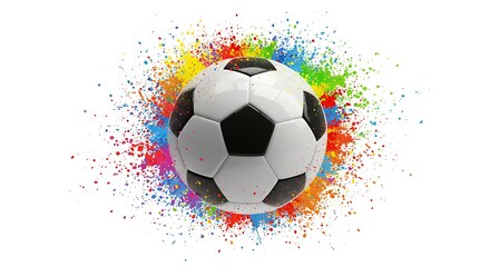 Fototapeta premium Vibrant Soccer Ball: A Colorful Explosion of Sport