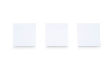 White sticky note stickers stuck on white background