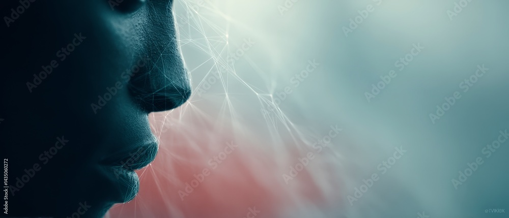 Poster futuristic face scan digital id biometric tech abstract network