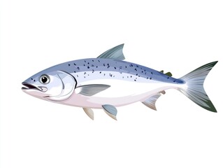 Fototapeta premium Salmon illustration, profile view, white background