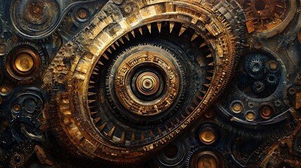 Obraz premium Intricate gears illustration showcasing industrial precision and moving parts image