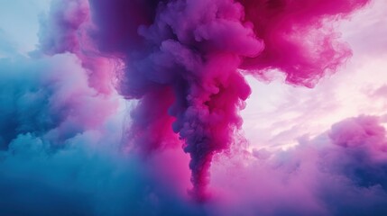 Fototapeta premium Vibrant, swirling smoke plumes against a vibrant sky