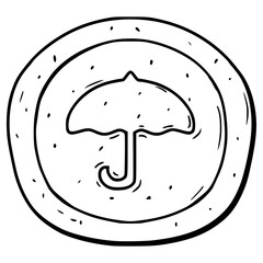 dalgona candy with umbrella illustration hand drawn outline vector	
