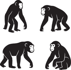 chimpanzee silhouette vector sticker pack