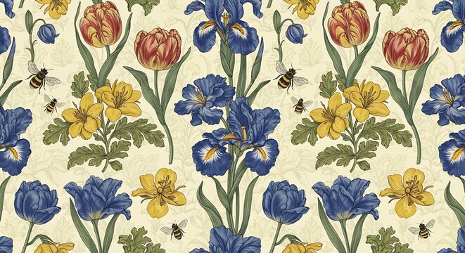 Botanical Harmony: A Vintage Floral Illustration AI Generated