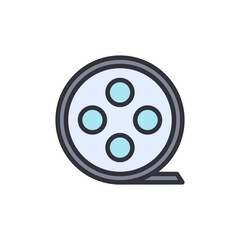 Fototapeta premium Film reel colored icons, minimalist vector illustration ,simple transparent graphic element .Isolated on white background