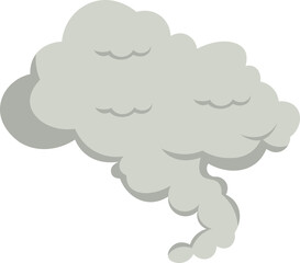 Smoke Cloud Cartoon Illustration on White Background. Vector Icon.