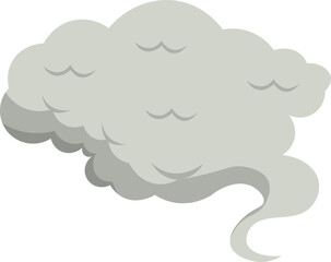 Smoke Cloud Cartoon Illustration on White Background. Vector Icon.