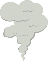 Smoke Cloud Cartoon Illustration on White Background. Vector Icon.