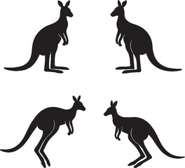 kangaroo silhouette vector sticker pack