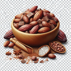 Cacao Beans Isolated on White Background – Transparent PNG Cocoa Seed 
