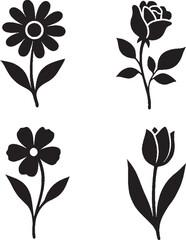 Flower silhouette vector sticker pack