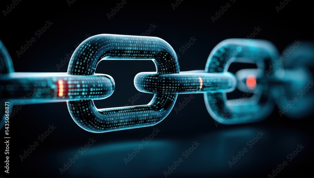 Aufkleber cybersecurity chain: data breach vulnerability in digital network
