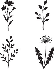 Flower plant silhouette vector sticker pack