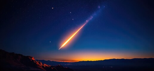 Meteor streaking across night sky celestial event cosmic phenomenon