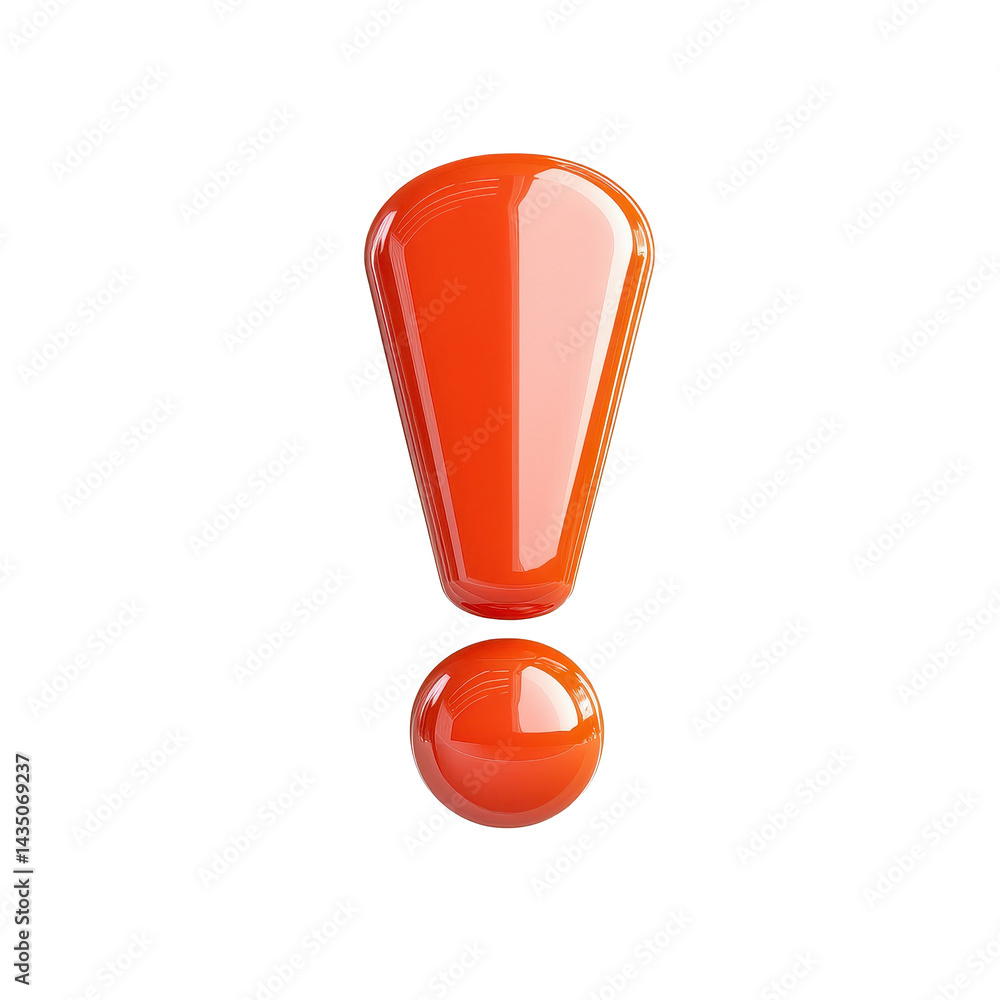 Poster bright red exclamation mark icon with a circular base isolated on a white background for attention g