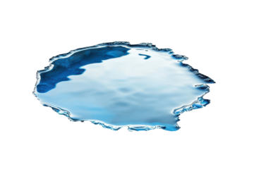Realistic water puddle isolated on white background offers a stunning element for photography and design